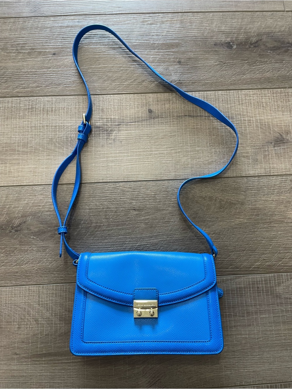 Brand New Vera Bradley Bright Blue Crossbody with Gold-Tone Lock
